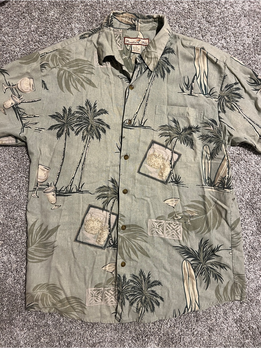 Tropical Sage Palm-Print Short-Sleeve Camp Shirt